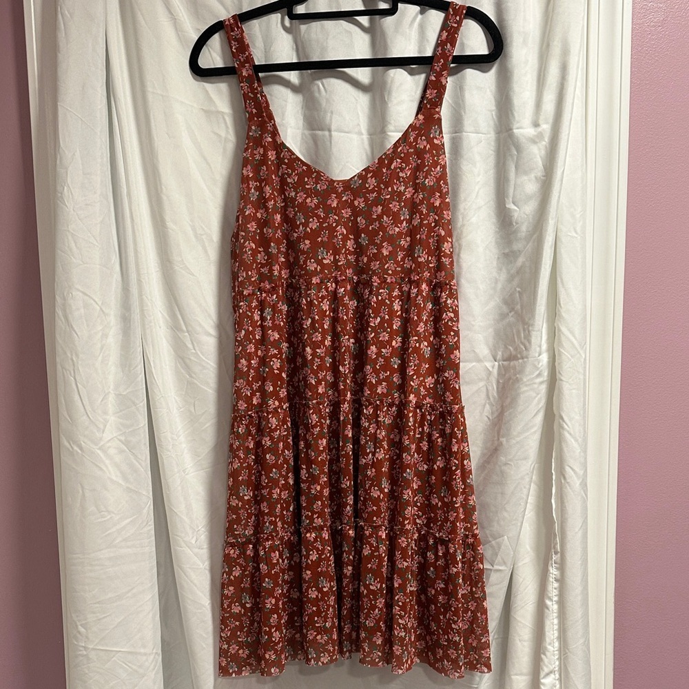 love, Fire Red Floral Mini Dress